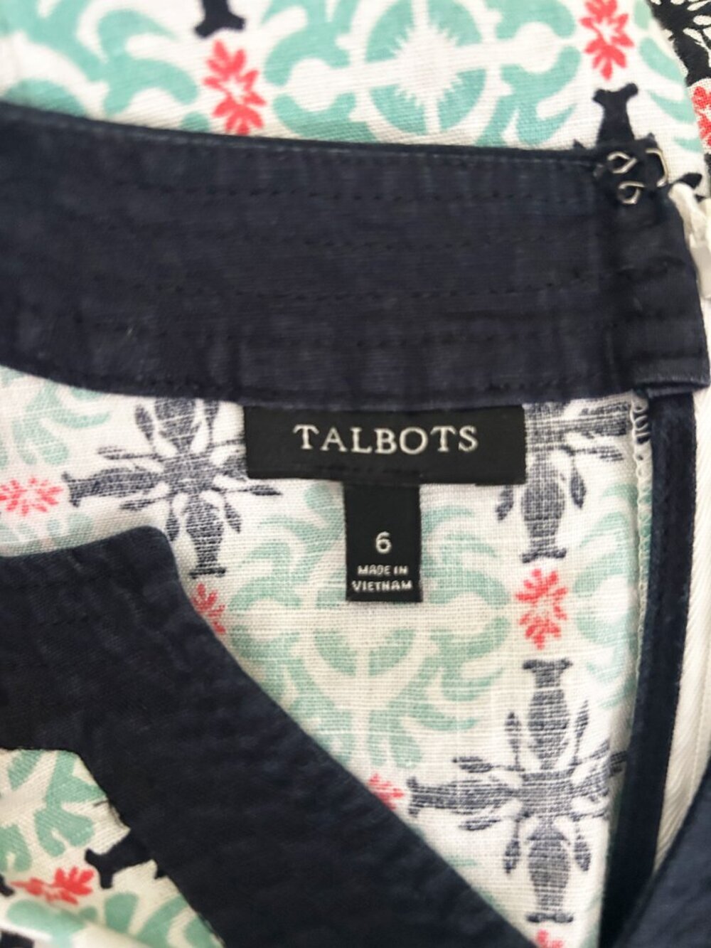 Talbots Linen Blend Geometric Sleeveless Knee Length Dress Size 6 - Picture 8 of 8